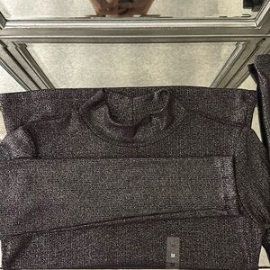 Metallic Purple High Neck Long Sleeve Top